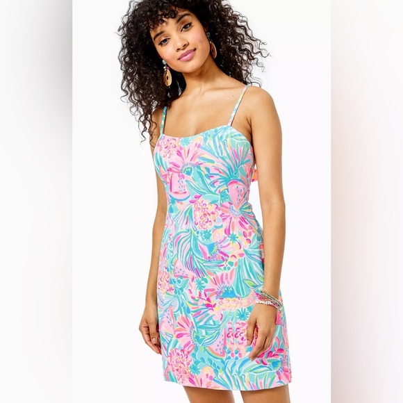 NWT Women’s Lilly Pulitzer Shelli Stretch Shift Tropical Punch Dress Size 0 - Picture 1 of 11